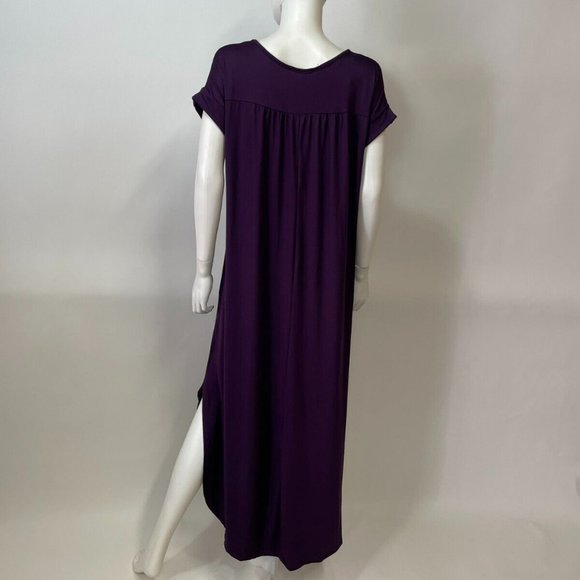 Entro Purple Short Sleeve Pocket Maxi Dress - Picture 3 of 5